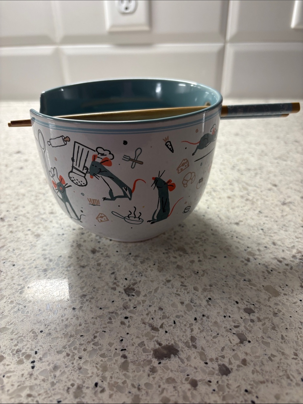 Disney Parks Ratatouille Ceramic Ramen Bowl with Chopsticks